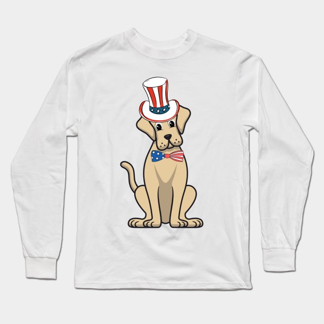 Funny big dog is wearing uncle sam hat Long Sleeve T-Shirt by Pet Station